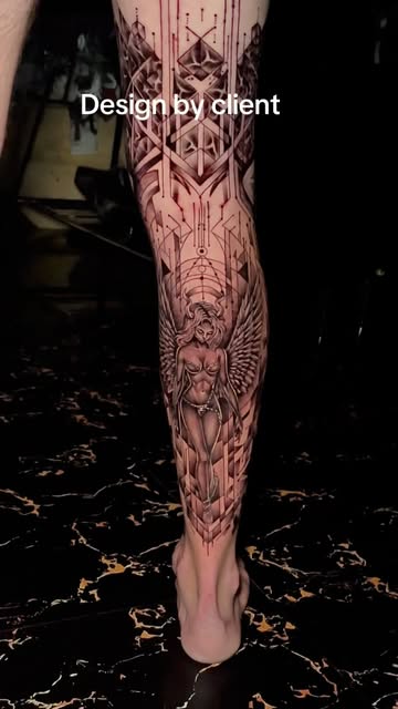 Geometric and figurative leg piece designed by the client